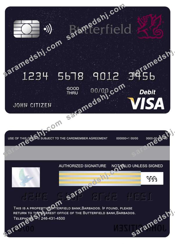 Barbados Butterfield bank visa card